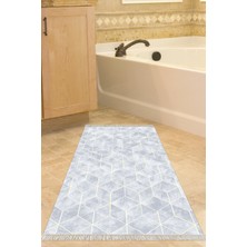 Özbience Modern Mavi Banyo Halısı, Kaymaz Taban, Saçaklı, Şık Tasarım