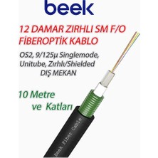 Beek Dış Mekan Fiber Optik Kablosu,10 Metre, 12 Core, Os2, 9/125Μ Singlemode, Unitube, Zırhlı/shielded