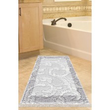 Özbience Yıldız Desenli Kaymaz Taban Banyo Halısı, Modern ve Şık Tasarım, Gri Renk