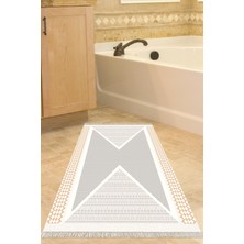 Özbience Yıkanabilir Kaymaz Taban Banyo Paspası, Modern Krem, Eko Trend Djt