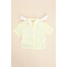 FullaModa Çizgili Düğmeli Kız Çocuk Gömlek