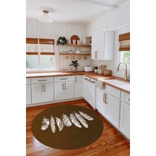 Özbience Dijital Baskılı Kuş Tüy Motifli Yıkanabilir Kaymaz Taban Halı