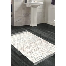 Özbience Kaymaz Taban Banyo Halısı Star Pamuk Saçaklı Bej AL1103