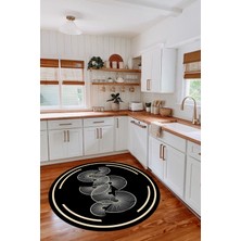 Özbience Yıkanabilir Yuvarlak Dekoratif Halı, Kaymaz Taban, Salon ve Mutfak Için