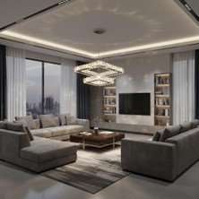 Elizim Home Lighting Kristal Taşlı 2 Katlı Uzaktan Kumandalı Krom Ledli Avize