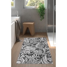 Özbience Kaymaz Taban Banyo Halısı, Modern Pamuklu Gri MU145, Konfor ve Şıklık