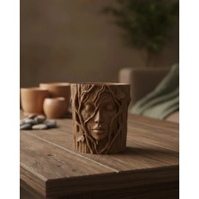 Moresun Buğz Doğa Temalı Yüz Detaylı Dekoratif Vazo 3D Ağaç Desenli Şık Saksı