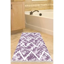 Özbience Kaymaz Tabanlı Trend Saçaklı Banyo Halısı Mor F5128