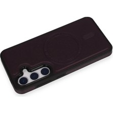 DS LLC Ieg™  Samsung Galaxy S24 Kılıf Ozzi Magsafe Deri Kapak - Derin Mor