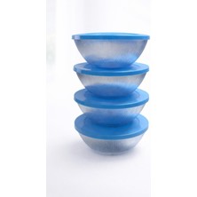 4'lü Sızdırmaz Kapaklı Paslanmaz Çelik Saklama Kabı ve Karıştırma Kasesi Seti