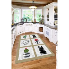 Özbience Yıkanabilir Dijital Baskılı Mutfak ve Salon Kaymaz Yolluk Halısı