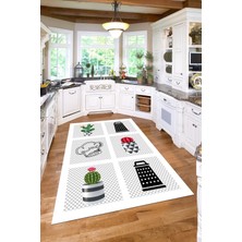 Özbience Yıkanabilir Dijital Baskılı Mutfak ve Salon Halısı, Kaymaz Tabanlı