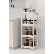 Özbience 4 Katlı Siyah Ince Banyo ve Mutfak Düzenleyici Raf Seti