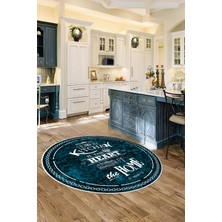 Özbience Yıkanabilir Yuvarlak Mutfak ve Salon Halısı, Desenli, Kaymaz Taban