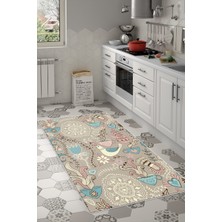 Özbience Renkli Keçe Tabanlı Modern Mutfak Halısı, Şık ve Dayanıklı Tasarım