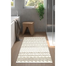 Özbience Kaymaz Tabanlı Şık Banyo Halısı Trend F5086 Kahve