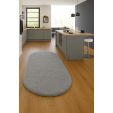 Özbience Şık ve Konforlu Yıkanabilir Modern Peluş Oval Halı, Kaymaz Tabanlı Salon ve Mutfak Için