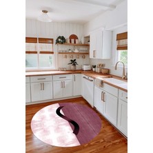 Özbience Yıkanabilir Kaymaz Taban Sade Desenli Yuvarlak Halı, Salon ve Mutfak Için