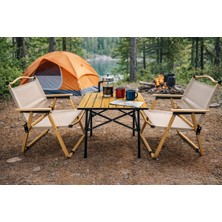 Vi Caro Katlanır Kamp Masa Sandalye Seti 2 Sandalye 1 Masa Kumaş Piknik Balkon Bahçe Kamp Seti