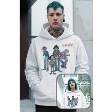 Fuddy Moda Unisex Gorillaz Baskılı Kapüşonlu Sweatshirt, Oversize Rock Müzik Grubu Baskılı Hoodie
