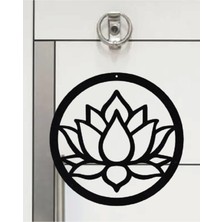 Özbience Siyah Ahşap Lotus Çiçek Kapı Süsü, 30X30CM, Şık Duvar Dekoru