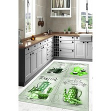 Özbience Dijital Baskılı Çaydanlık Motifli Yıkanabilir Kaymaz Taban Salon Mutfak Halısı