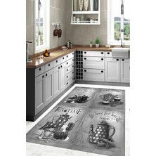 Özbience Dijital Baskılı Çaydanlık Motifli Yıkanabilir Kaymaz Taban Salon Mutfak Halısı