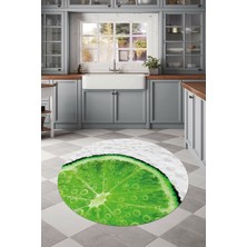 Özbience Baskılı Misket Limon Desenli Yıkanabilir Kaymaz Taban Halı