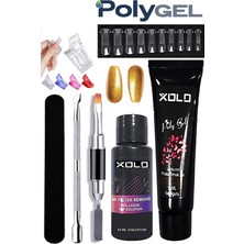 Özbience 8 Parça Ev Tipi Kalıcı Oje ve Simli Poly Jel Tırnak Seti