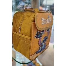 Ada Çanta Kırtasiye Beslenme Çantası Stitch Figürlü Ön Cepli Izoleli Sıcak Soğuk Koruma Geniş Kapasiteli AD201202