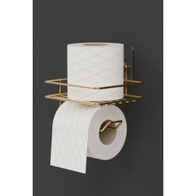 Özbience Altın Kaplama Metal Tuvalet Kağıtlığı Askısı, Şık ve Kullanışlı Tasarım