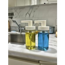 Özbience Şeffaf Cam Sıvı Sabunluklar, Beyaz Kapak, 2'li Set