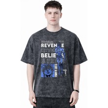 Sevbano Baki Hanma Anime Baskılı Unisex Oversize Eskitme Yıkamalı Tişört
