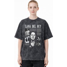 Sevbano Lana Del Rey Şarkıcı Baskılı Unisex Oversize Eskitme Yıkamalı Tişört