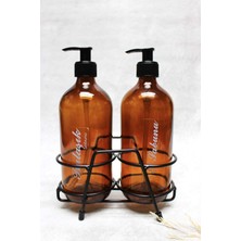 Özbience Amber 500ML Siyah Pompalı Standlı El ve Bulaşık Sabunluk