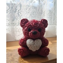 Alvo Store Buğz 3D Gül Tasarımlı Kalp Ayıcık 10CM Şık Dekoratif Biblo
