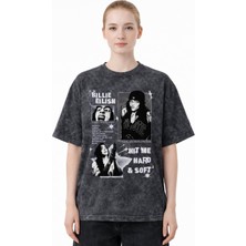 Sevbano Billie Eilish Hit Me Hard And Soft Şarkıcı Baskılı Unisex Oversize Eskitme Yıkamalı Tişört