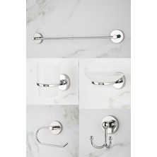 Özbience Krom 5'li Banyo Seti: Havluluk, Tuvalet Kağıtlığı, Bornoz Askısı, Sabunluk