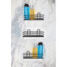 Özbience Pratik 3 Katlı Siyah Banyo Rafı, Şampuanlık ve Saklama Çözümü