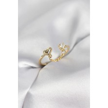 Alvo Store Buğz Zincir Sallantılı Kalp Model Gold Renk Kadın Yüzük