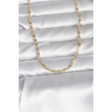 Alvo Store Buğz cm 14K Gold Renk Çizgi Lazer Model 60 cm Kadın Kolye