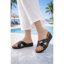 Ghattix Kadın Tek Tokalı Dolgu Topuk Günlük Terlik