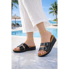 Ghattix Kadın Tek Tokalı Dolgu Topuk Günlük Terlik