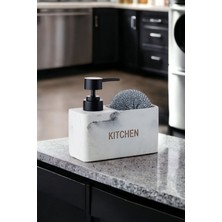 Özbience Mermer Desenli Polyresin Tezgah Üstü Sıvı Sabunluk Deterjanlık