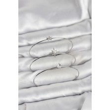 Alvo Store Buğz Gümüş Renk Kutup Yıldızı Model Zirkon Taşlı 3'lü Kadın Bileklik Kombini