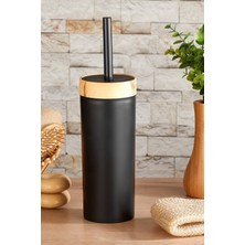 Özbience Bambu Desenli Siyah Wc Klozet Fırçası, Banyo Temizlik Aksesuarı