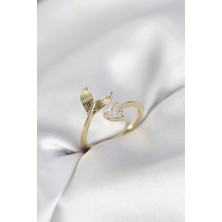 Alvo Store Buğz Balık Kuyruğu Model Gold Renk Zirkon Taşlı Kadın Yüzük