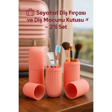 Özbience 2'li Seyahat Diş Macunu ve Fırça Kabı, Pembe, Pratik ve Şık Tasarım