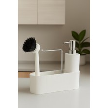 Özbience Beyaz Fırçalı Sabunluk ve Organizer Seti, Mutfak ve Lavabo Düzeni