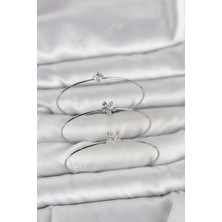 Alvo Store Buğz Gümüş Renk Zirkon Taşlı Pirinç 3'lü Kadın Bileklik Kombini